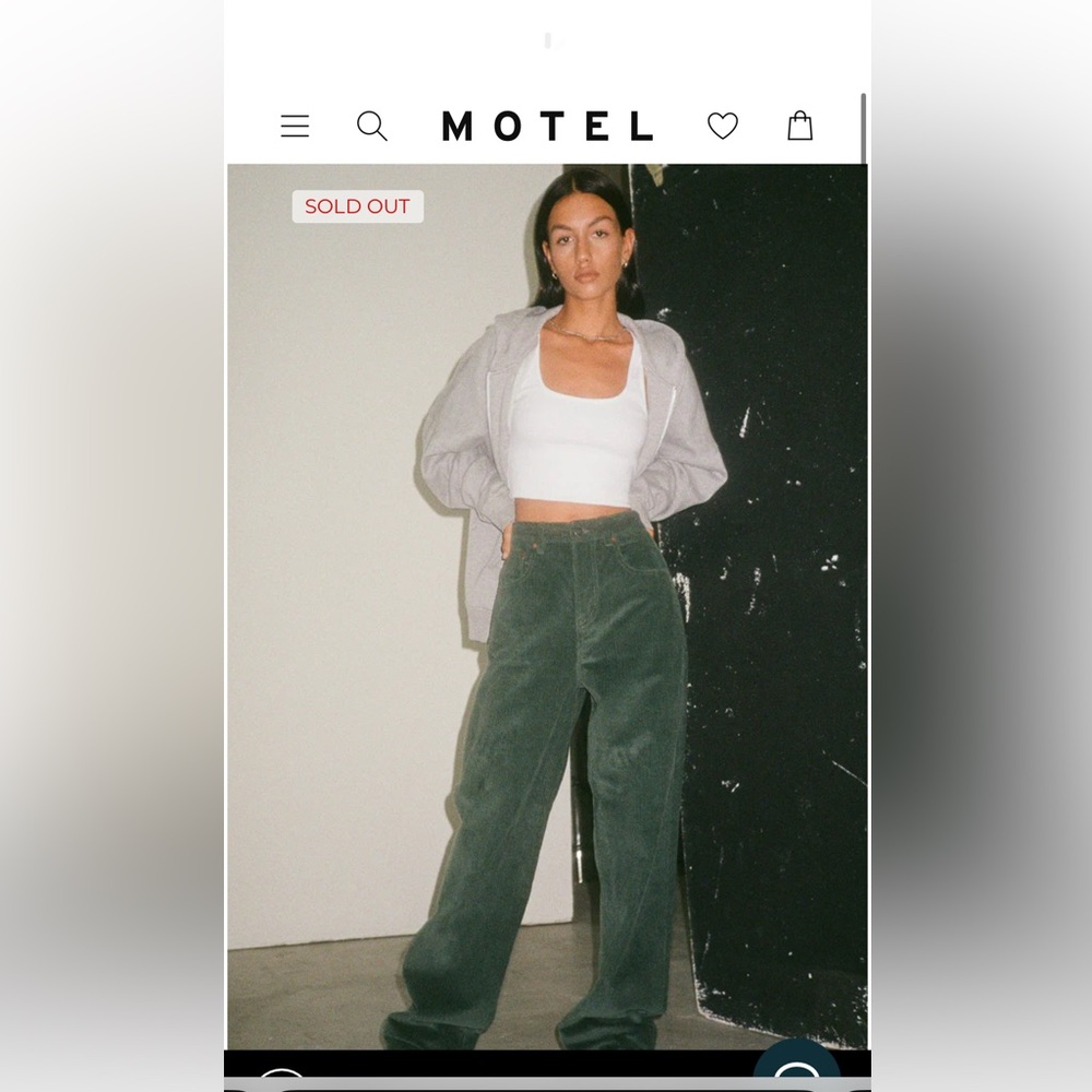 Motel Rocks Parallel Trouser In Cord Bottle Green HEMMED